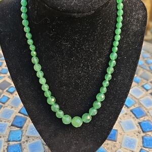 Facted Green Glass Necklace